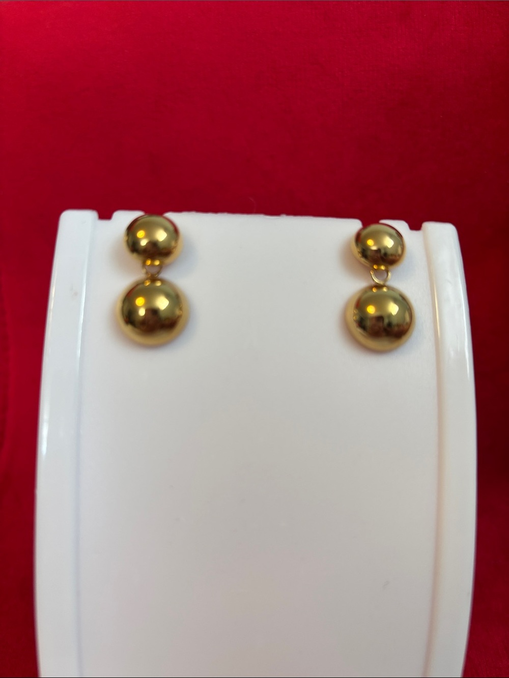Gold Double-Drop Ball Earrings - Classic Women's Jewelry